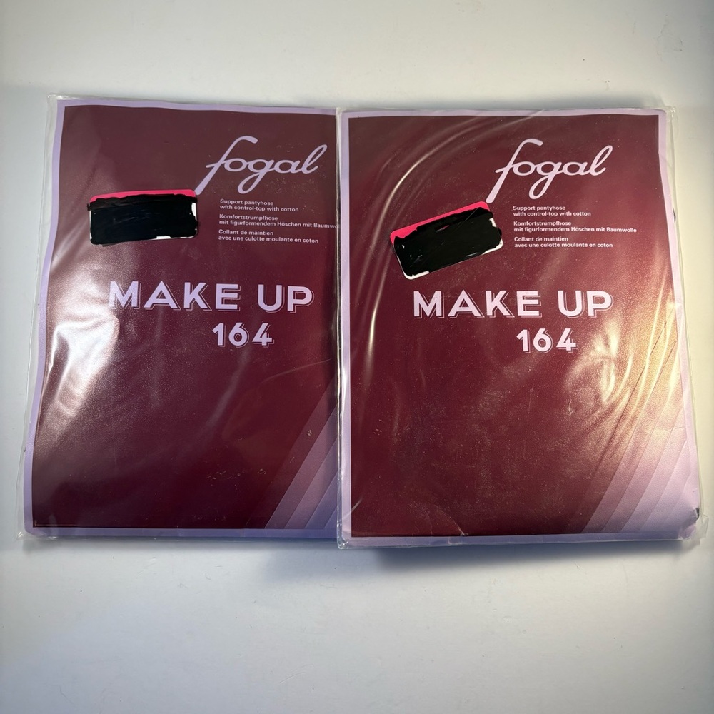 Lot Of 2 New Fogal Makeup 164 Women's Pantyhose Sz‎ Small Graphite Career Dress